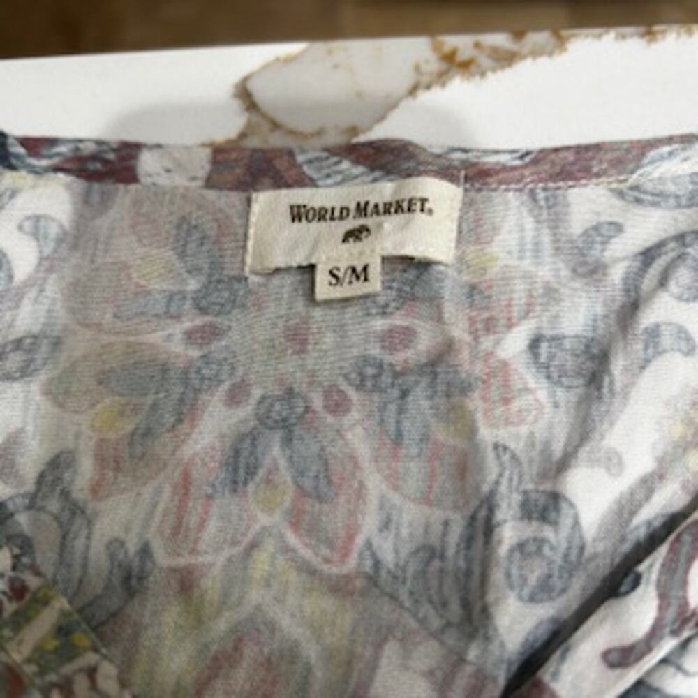 World Market Boho Maxi Dress Kimono Sleeve Paisley Print V Neck S/M Resort - Picture 7 of 9